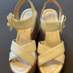 Donald Pliner patent cream wedge size 7.5. Worn 1x